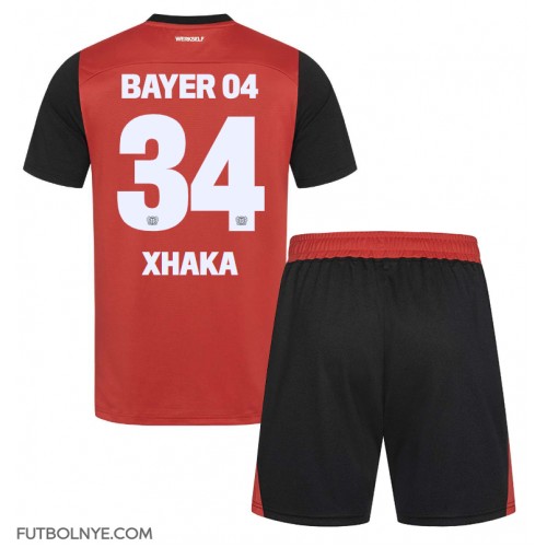 Camiseta Bayer Leverkusen Granit Xhaka #34 Primera Equipación para niños 2024-25 manga corta (+ pantalones cortos)